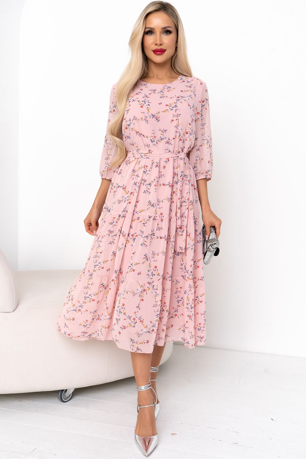 Платье Хелен (розовый/цветы) Р11-2075/6 Nikol (Акция)