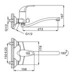 Смеситель для ванны и раковины 40к F2203 FRAP (S излив, хром, латунь)