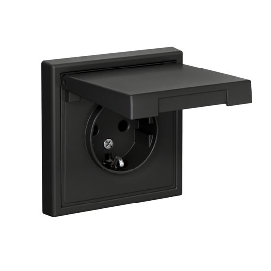 Розетка ArtGallery 16А IP20 с заземл. защ. шторки с крышкой механизм базальт SE GAL001446