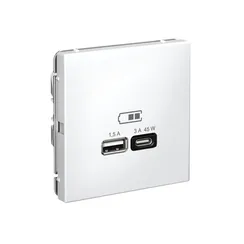 Розетка USB ArtGallery тип A+C 45Вт QC PD высокоскор. ЗУ механизм бел. SE GAL000129