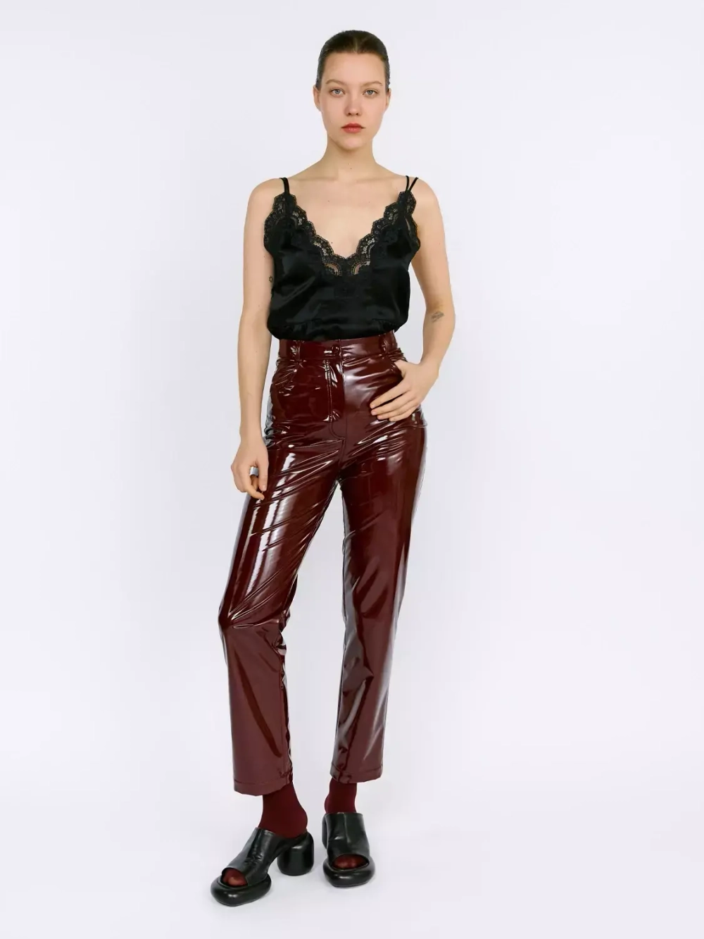 Брюки бордовые из лаке OLA OLA