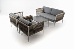 "Касабланка" лаунж-зона плетеная из роупа 4-местная, цвет серый