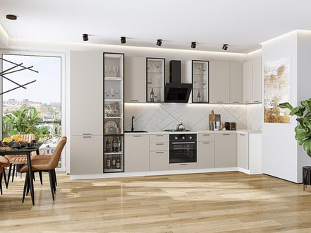 Угловая модульная кухня Флэт-05 Cashmere In 2S - Белый 2340*4000/1000*600