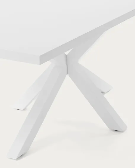 Белый лакированный стол Arya со стальными ножками 200x100