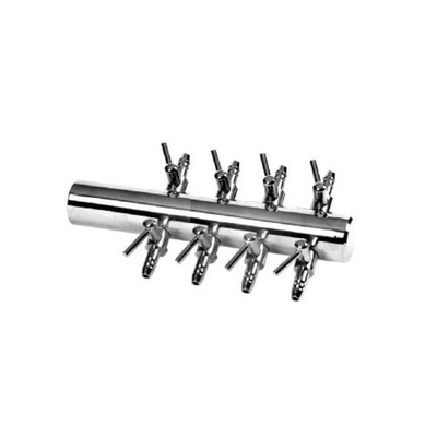 Разделитель потока с краниками медный хромированный 8 канала