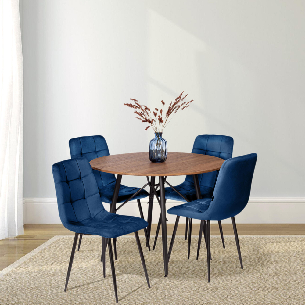 Стул CHILLY (mod. JSC-220) Велюр/металл , 44,5х52,5х88 см, Blue (синий) HLR64 / черный (Комплект из 4 шт.)