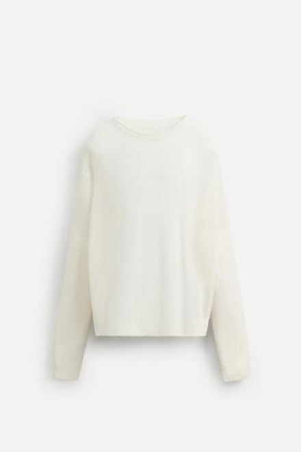 ZARA СВИТЕР ИЗ ЛЬНЯНОЙ СМЕСОВОЙ ТКАНИ С РЕЛЬЕФНЫМ УЗОРОМ, ЭКРЮ