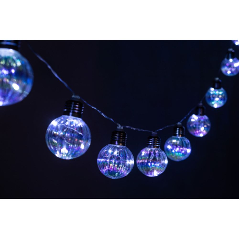 Садовая гирлянда ЭРА ERASF23-22 Радужные лампочки на солнечной батарее 3,8 м рабочая часть 1,8 метров 10 LED | Садовые декоративные светильники
