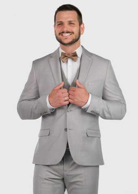 Мужской костюм тройка (серо-бежевый) А100