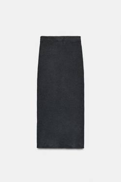 ZARA МЯГКАЯ ПРЯМАЯ ЮБКА, АНТРАЦИТОВО-СЕРЫЙ