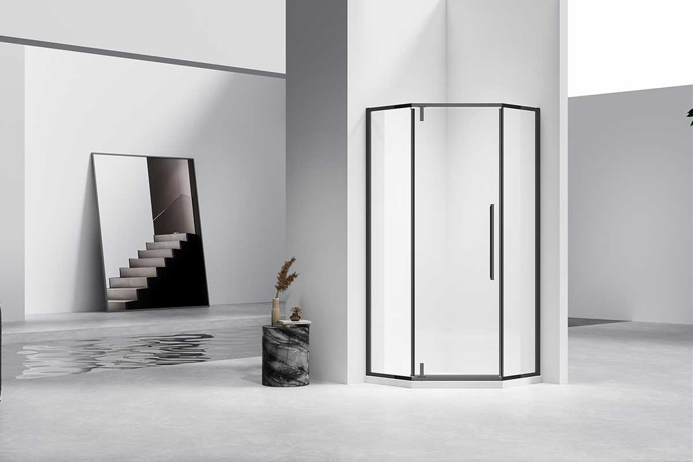 Душевой уголок Слим-Н (Slim-N) Vincea VSP-4SN900CLB, 900*900, черный, стекло прозрачное