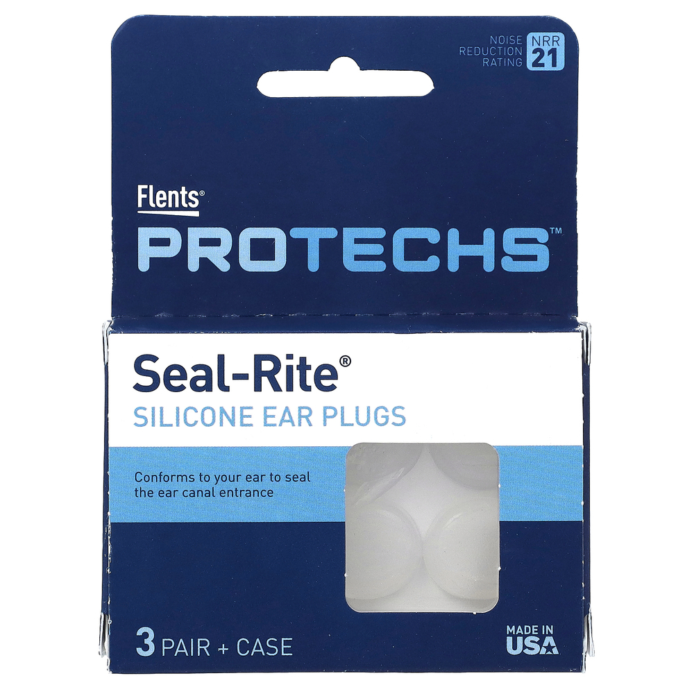 Flents, Protechs, силиконовые беруши Seal-Rite, 3 пара в футляре