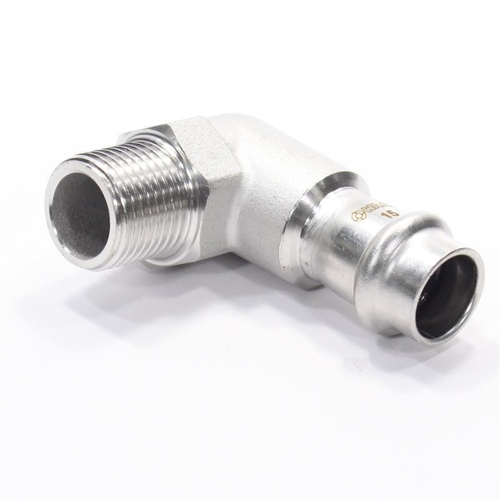 Отвод 90° 15-1/2", WAAG Heavy Inox, пресс-резьба, нар., сталь нержавеющая