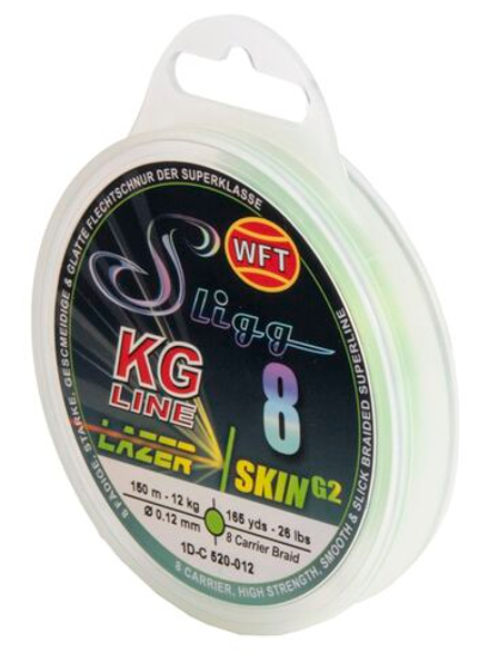 Леска плетёная WFT KG SLIGG LAZER SKIN G2 x8 Chartreuse 150 м, 0.12 мм