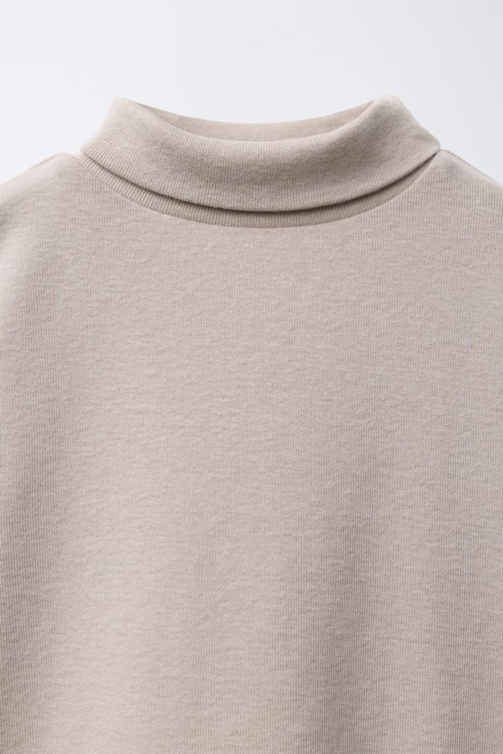 ZARA ТОП С ВОРОТНИКОМ-СТОЙКОЙ, СЕРО-КОРИЧНЕВЫЙ