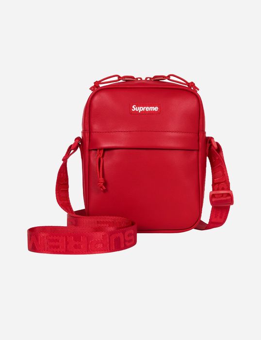 Supreme Shoulder Leather Bag Red