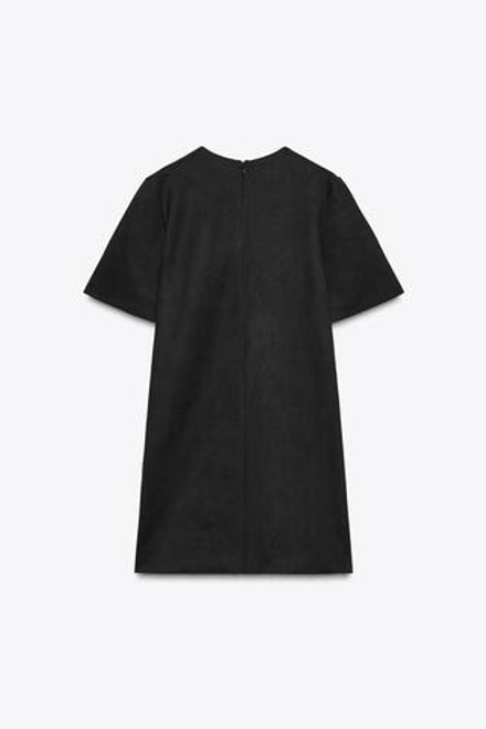 ZARA ПЛАТЬЕ ПОД ЗАМШУ С ЗАКЛЕПКАМИ, ЧЕРНЫЙ