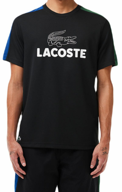 Мужская теннисная футболка Lacoste Ultra-Dry Printed Colour-Block Tennis T-Shirt - черный