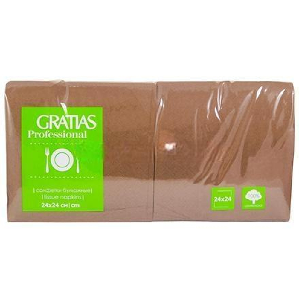 Салфетка 24х24 (1 сл.) 400 коричневая/шоколад Интенсив Gratias (1/12 шт.)
