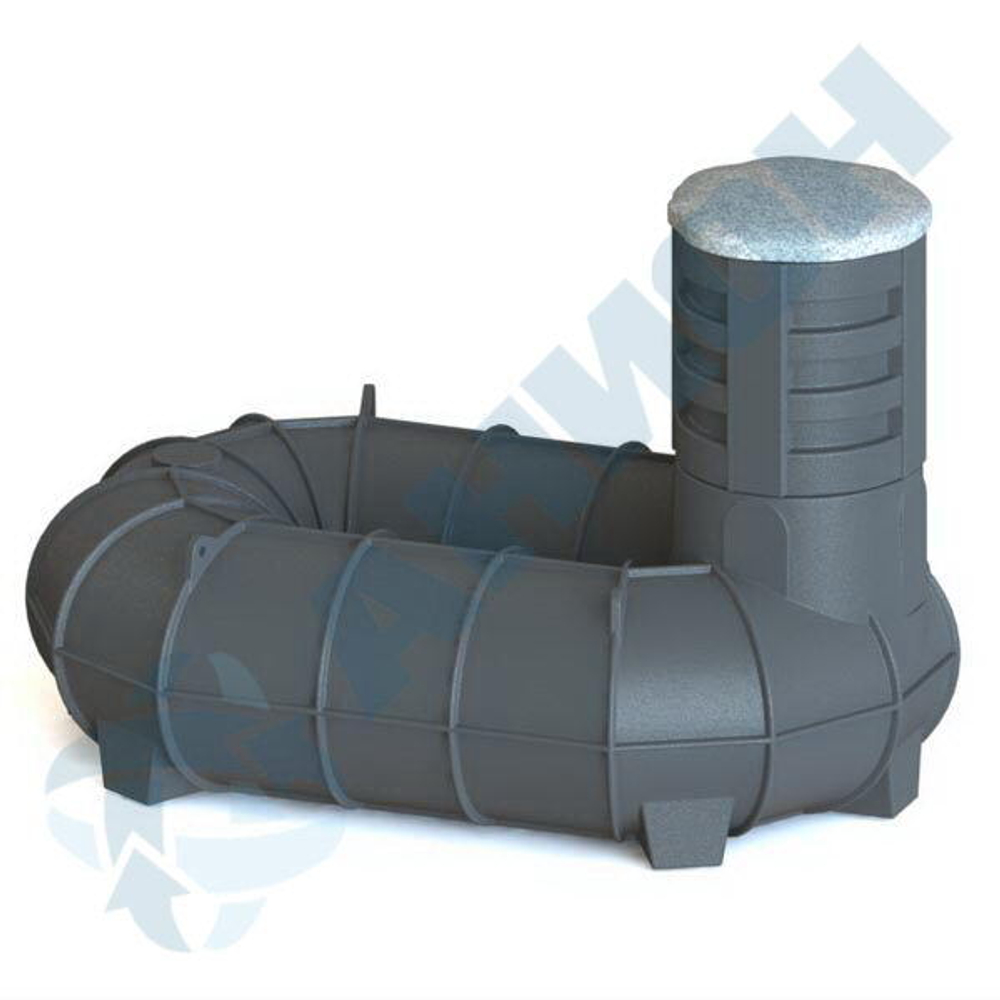 Резервуар О-образный 2000 л для подземного хранения дизельного топлива, с увеличенной высотой горловины Анион 2000 л. горизонтальный (2650x1760x1820см;черный) - арт.559480