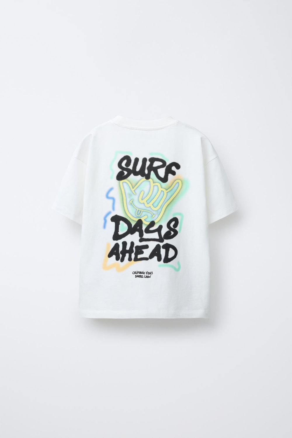 ZARA ФУТБОЛКА С ПРИНТОМ «ГРАФФИТИ», ЖЕЛТОВАТО-БЕЛЫЙ