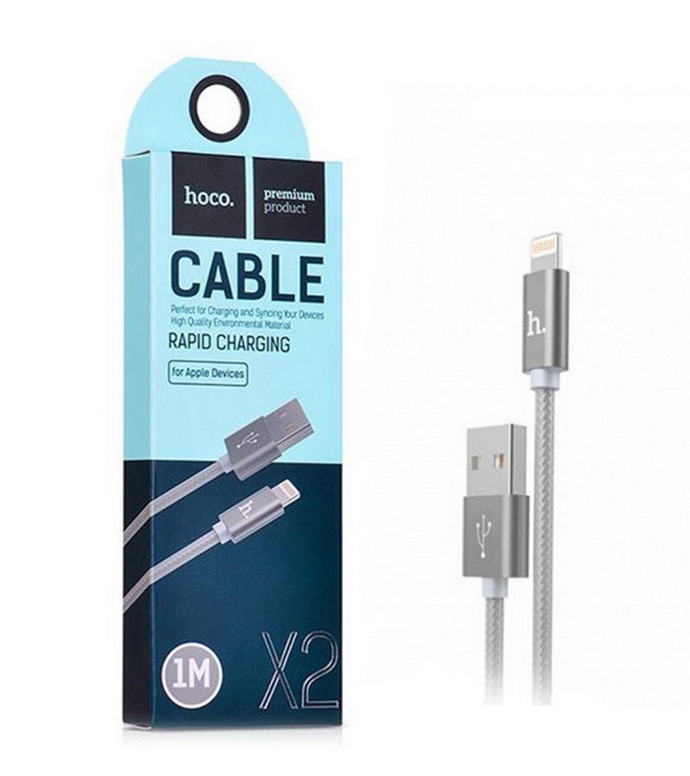Кабель USB - Lightning HOCO X2 (серый) 1м
