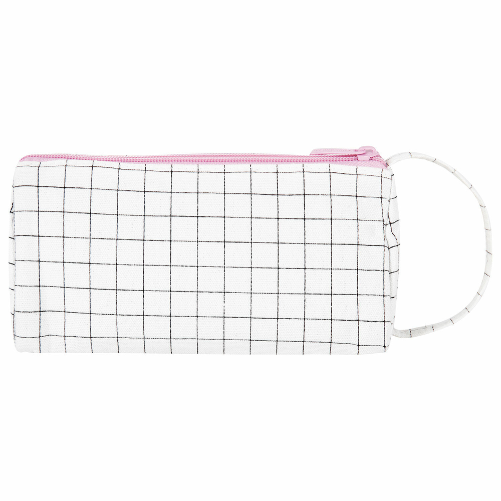 Пенал-косметичка BRAUBERG с ручкой 1 откидная планка полиэстер 22x10х8 см "Checkered white" (2 штуки в упаковке)