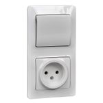 Schneider Electric Glossa Белый Блок: розетка и 1-клавишный выключатель IP20 скрытая установка GSL000160