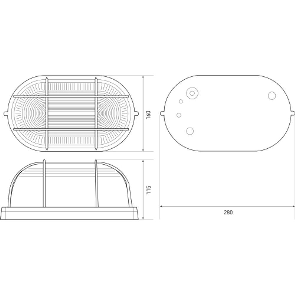 Светильник ЭРА НБП 04-100-002 Акватермо алюминий/стекло решетка IP54 E27 max 100Вт 280х160 овал черный | 