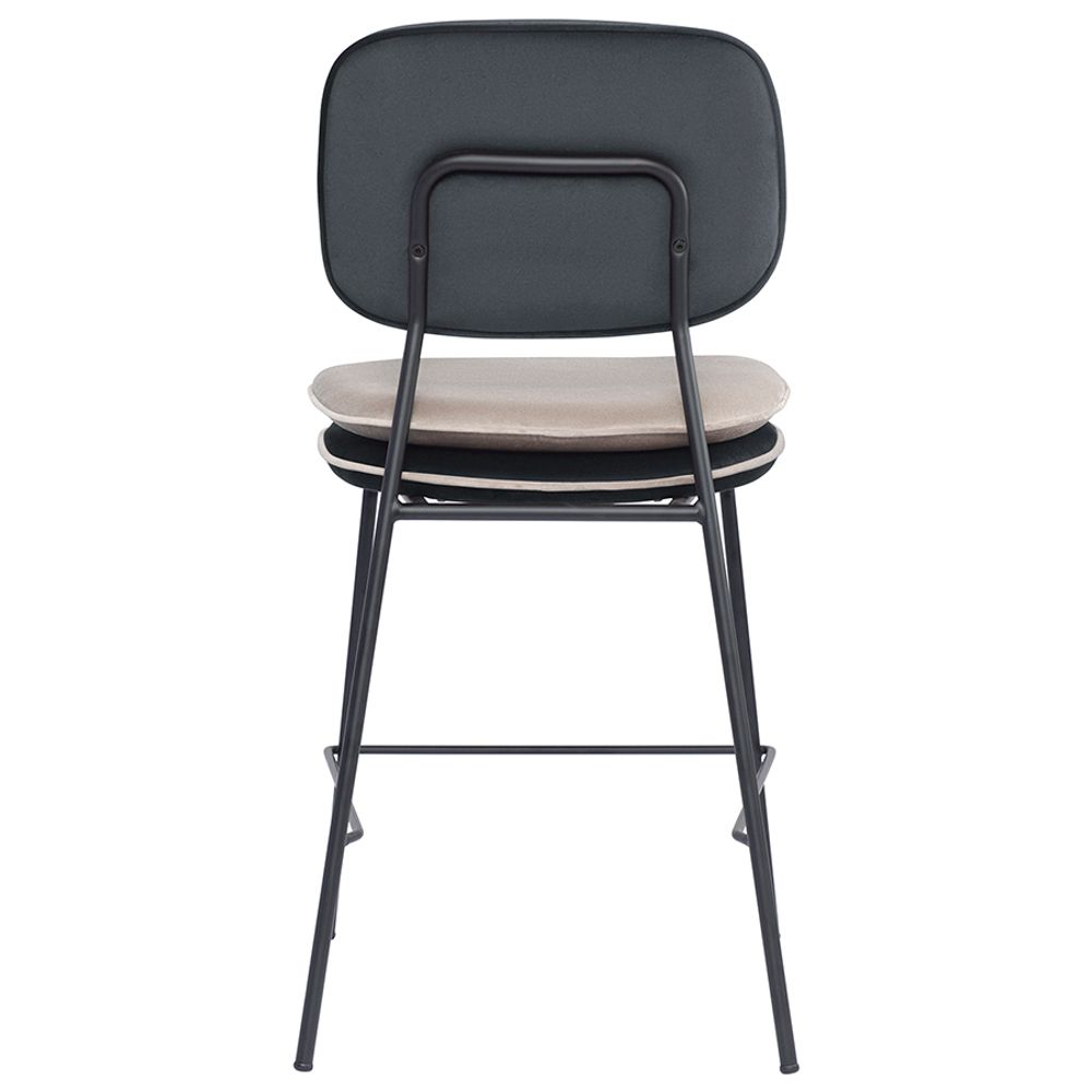 Стул полубарный с контрастным кантом Pea, велюр, темно-серый/бежевый