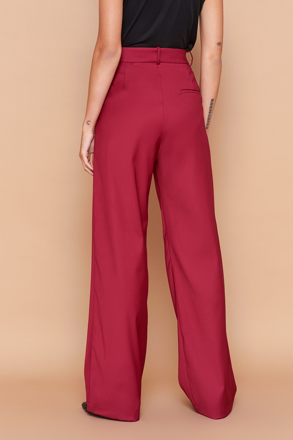 Брюки палаццо брусника