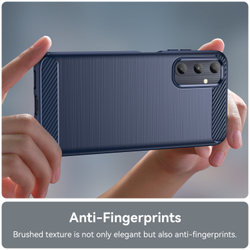 Мягкий чехол синего цвета с дизайном в стиле карбон для Samsung Galaxy A05S, серия Carbon от Caseport