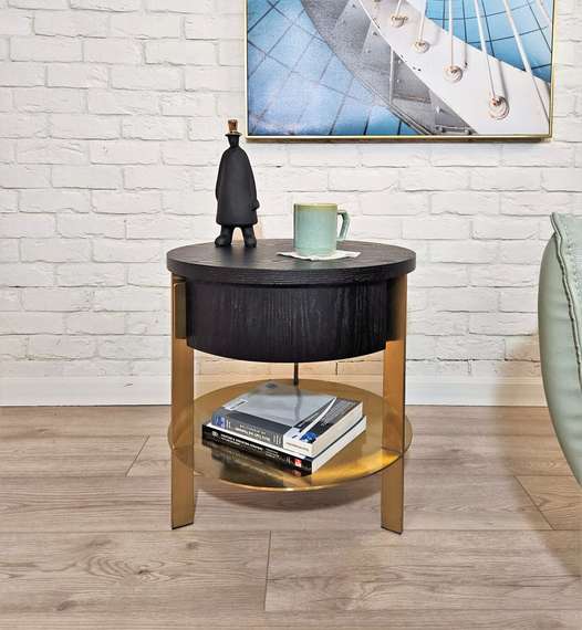 Прикроватная тумбочка/столик Stone с полкой и ящиком