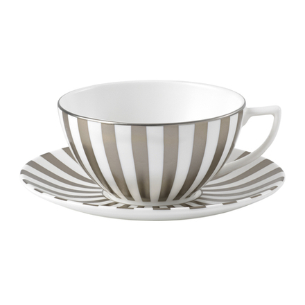 Wedgwood Jasper Conran Platinum 250 мл полосатая чайная чашка с блюдцем