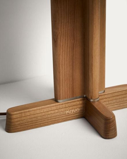 Настольная лампа Niani из каучукового дерева с натуральной отделкой Ø30 см