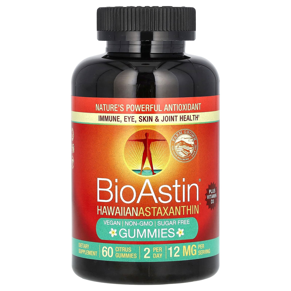 Nutrex Hawaii, BioAstin, жевательные таблетки с гавайским астаксантином, со вкусом цитрусовых, 60 жевательных таблеток