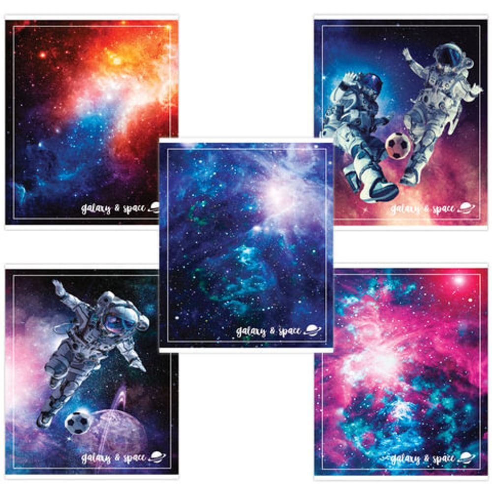 Тетрадь А5, 96 л., BRAUBERG ЭКО, клетка, обложка картон, КОСМОС, 403059, 5шт