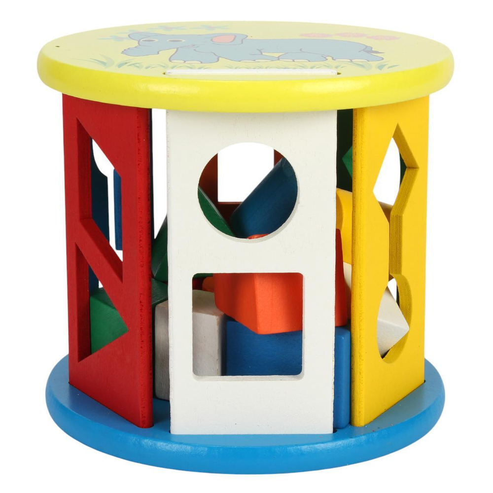 Развивающая игрушка деревянная Сортер обьемный круглый, коробка C-41838