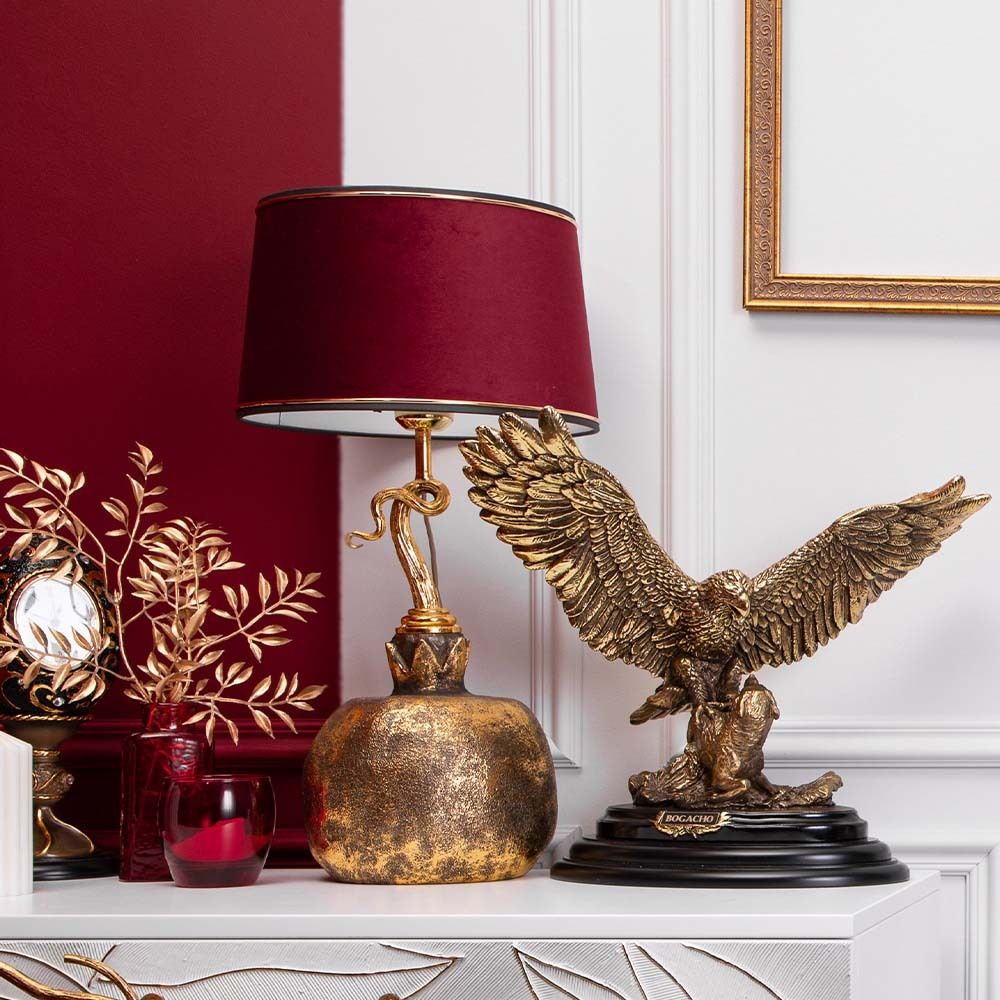 Настольная лампа Гранат Бронза с абажуром Тюссо Конфети Рубивайн
