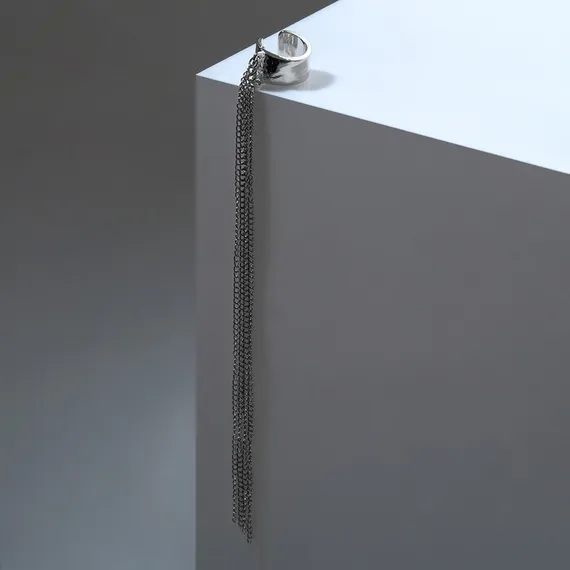 Серьга &quot;Каффа&quot; 4 цепочки, цвет серебро