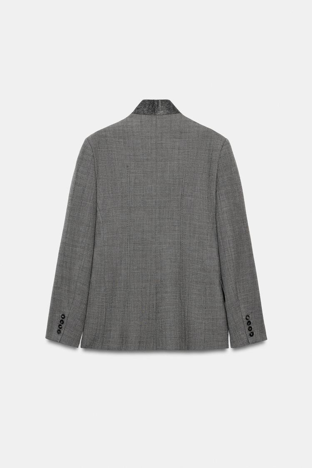 ZARA БЛЕЙЗЕР ОБЛЕГАЮЩЕГО КРОЯ В КЛЕТКУ — ZW COLLECTION, МЯГКИЙ СЕРЫЙ