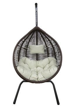 Кресло подвесное Флорес арт.D2710 (стойка+основание черн, корз.коричневая, подуш.estera-хамелеон. 3уп. (В))