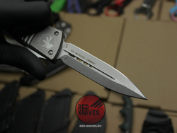 Нож Microtech Troodon D/E Gray Apocalyptic А+++ 142-1NC - графитовая рукоять + доп. пружина