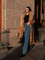 Удлиненная двусторонняя шубка Sand, Бежевая