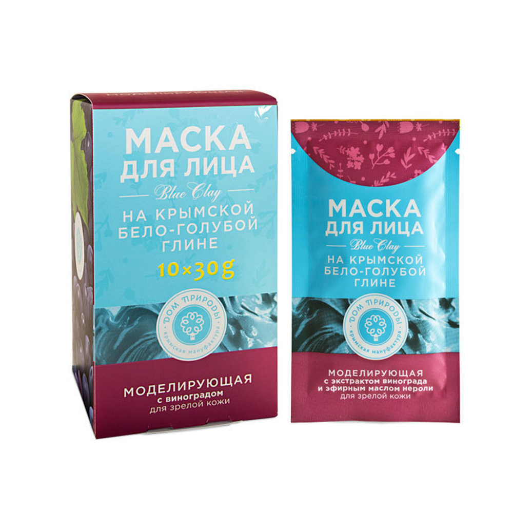 Маска на основе Крымской бело-голубой глины Моделирующая для зрелой кожи, 10 саше по 30 г (8,72 б)