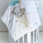 Комплект в кроватку 18 предметов "Бегемотик" зеленый, сатин