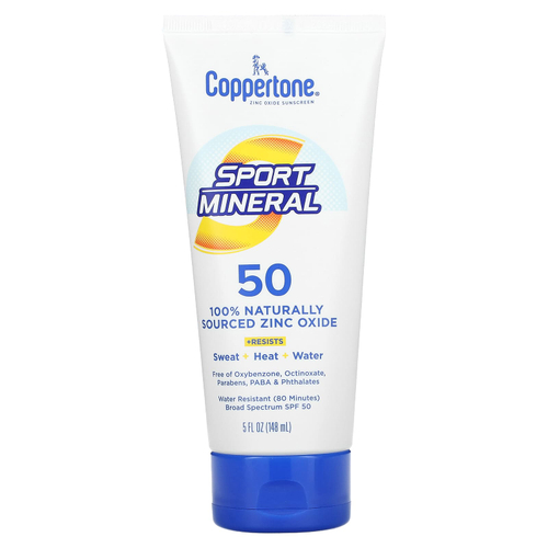 Coppertone, Sport Mineral, солнцезащитное средство с оксидом цинка, SPF 50, 148 мл (5 жидк. унц.)
