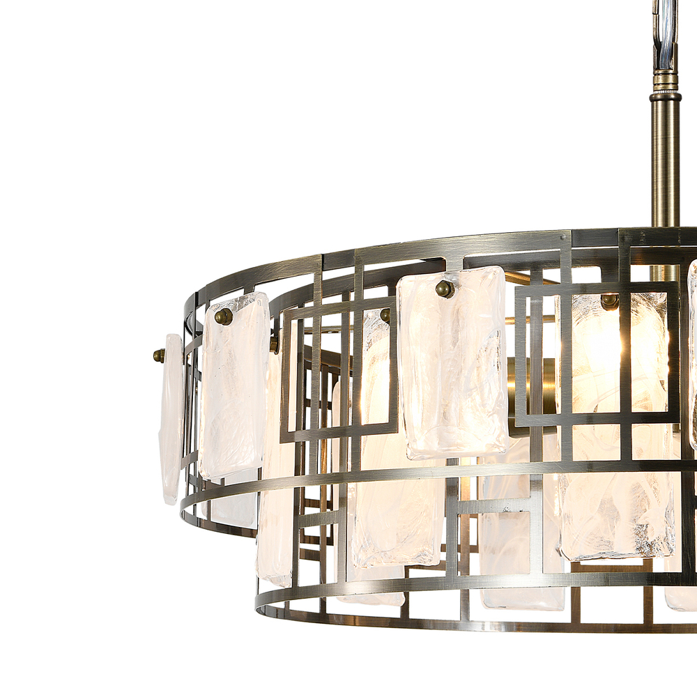 Люстра подвесная 6x40Вт E27, металл/стекло, бронза/белый матовый