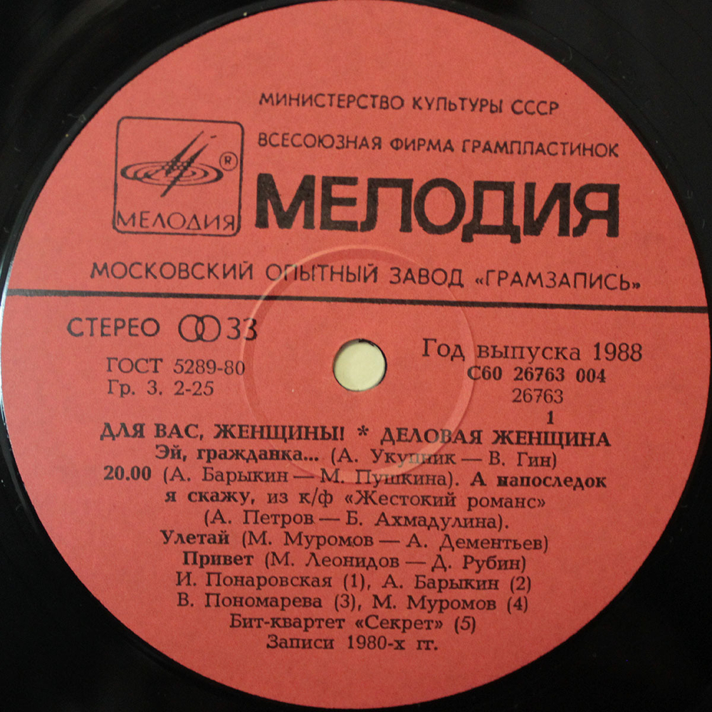 Сборник / Деловая Женщина — Для Вас, Женщины! (LP)
