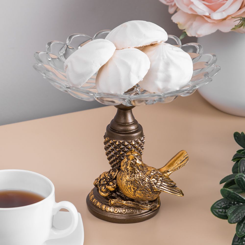 Фруктовница-конфетница Птичка Терра сонг Бронза